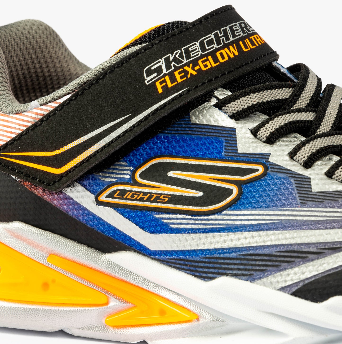 Skechers 400139N/BKSL S LIGHTS FLEX-GLOW ULTRA Boys Trainers Black/Silver