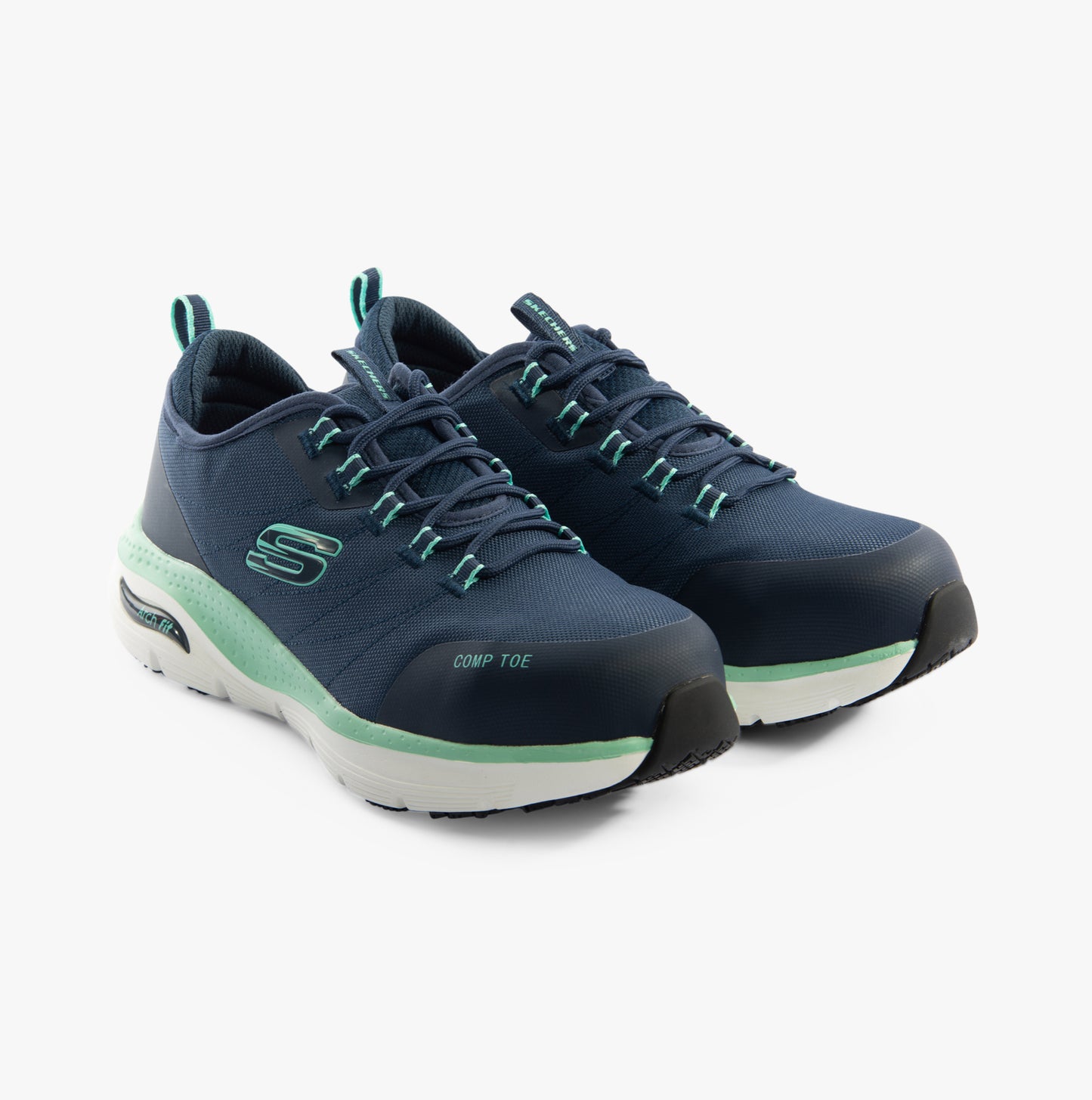 Skechers Work 108075EC ARCH FIT SR - EBINAL Womens Safety Trainers Navy/Aqua