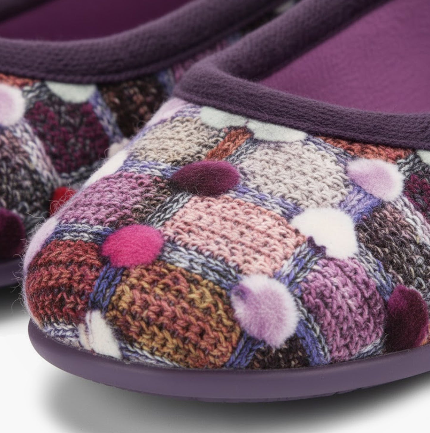Sleepers SAMIRA Womens Polka Dot Velour Lined Ballet Slippers Purple/Multi