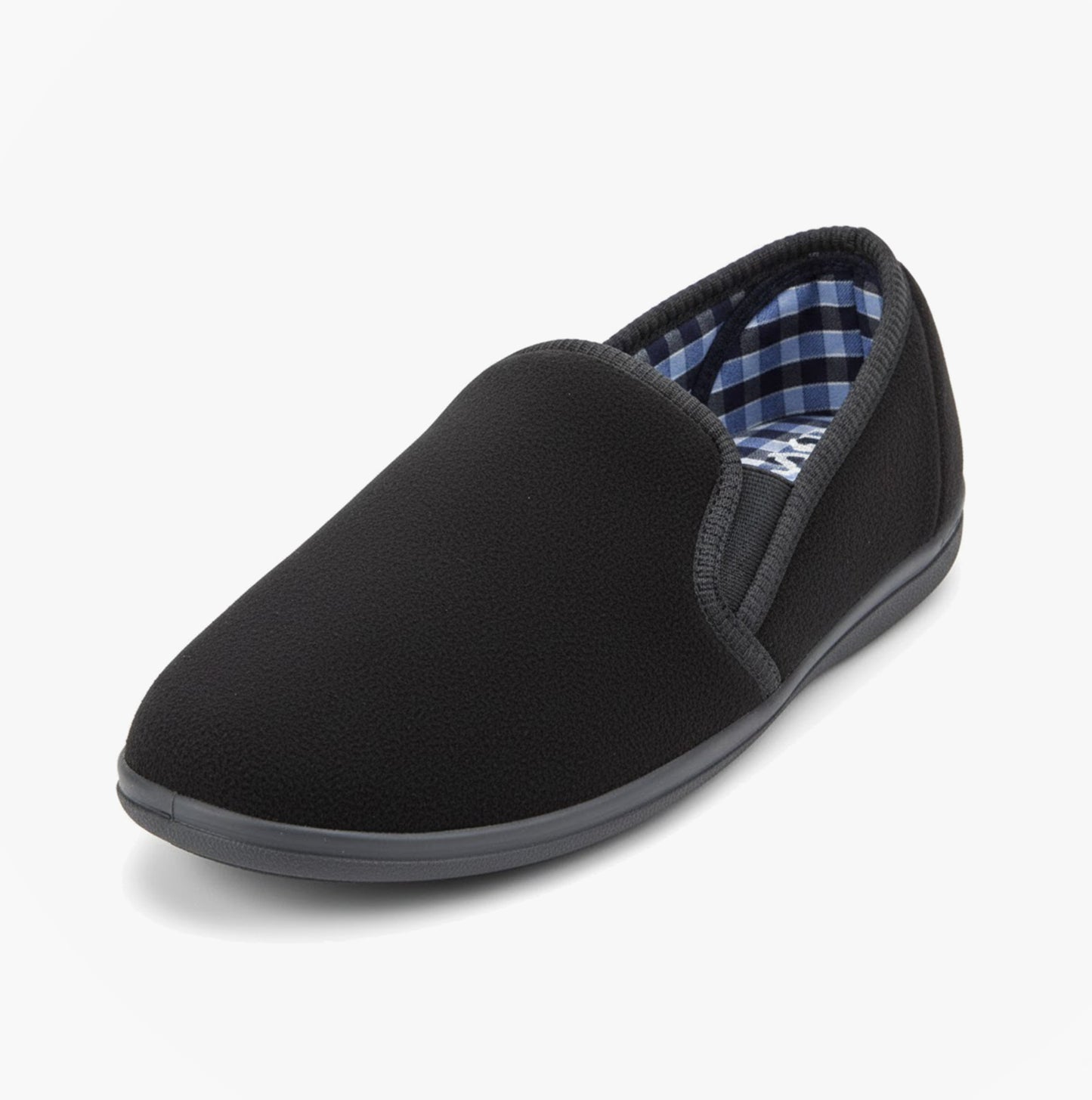 Sleepers WILSON Mens Twin Gusset Slipper Black Plush Velour