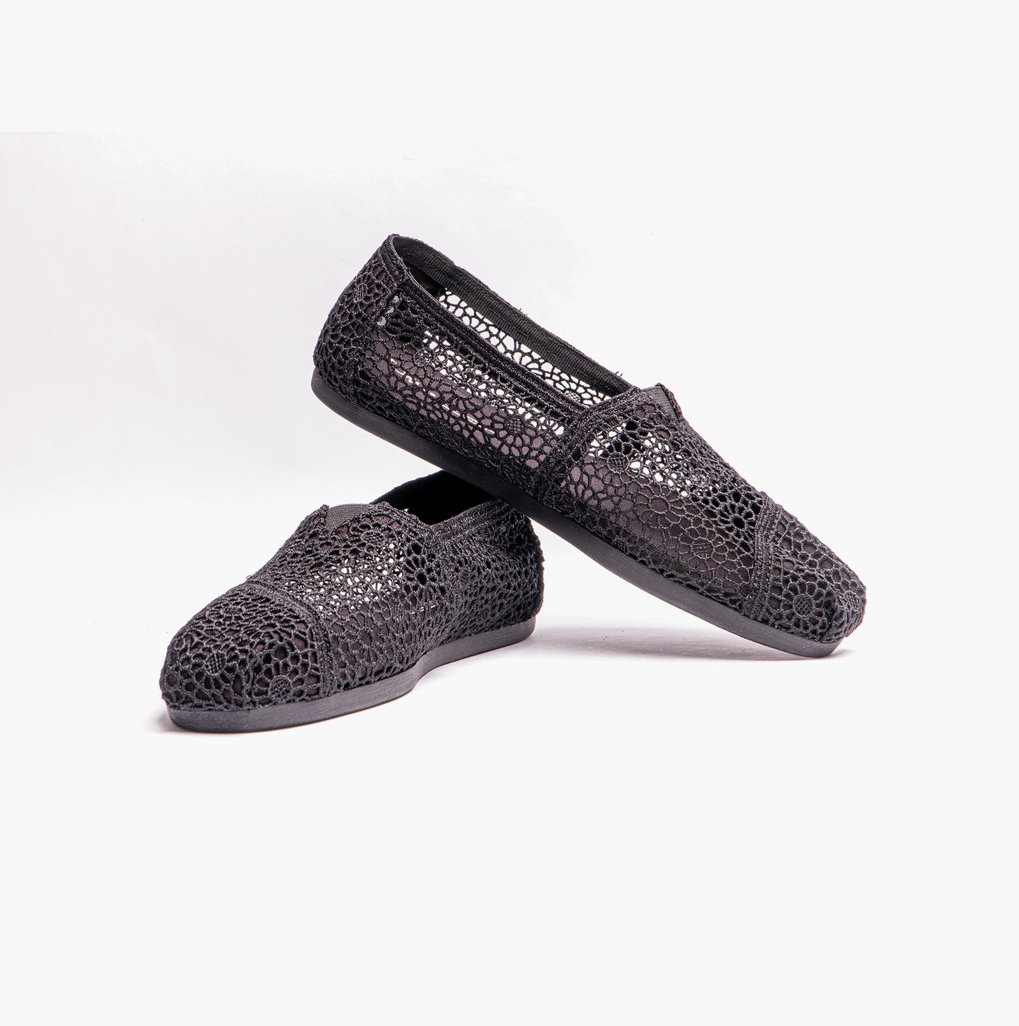 ALPARGATA Womens Crochet Espadrille Black