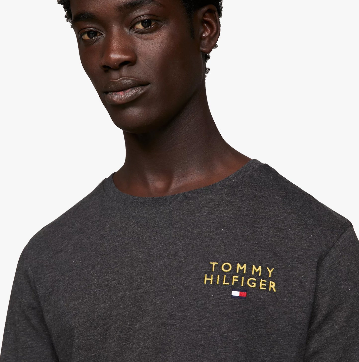 Tommy Hilfiger LS TEE LOGO GOLD Mens Sweatshirt Dark Grey Ht