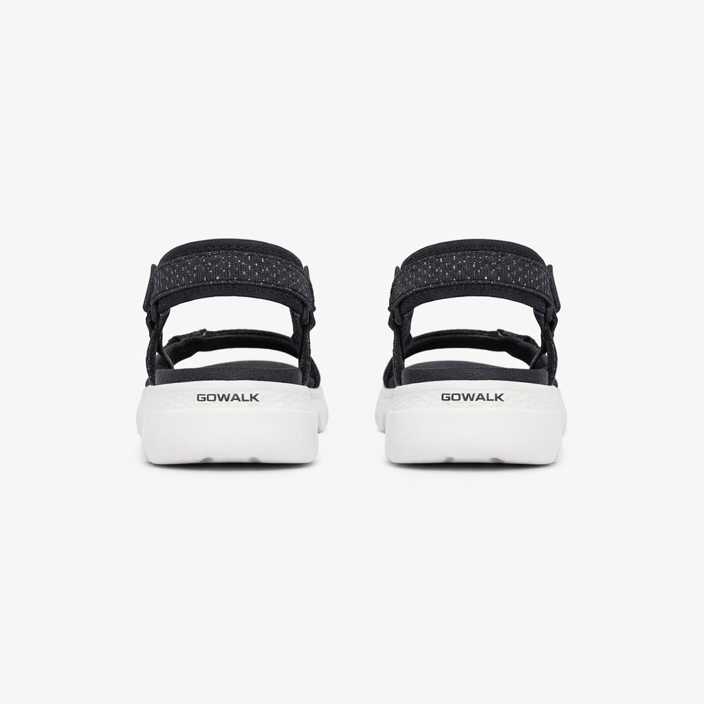 Skechers GO WALK FLEX SANDAL - SUBLIME Womens Ankle Strap Sandals Black/White