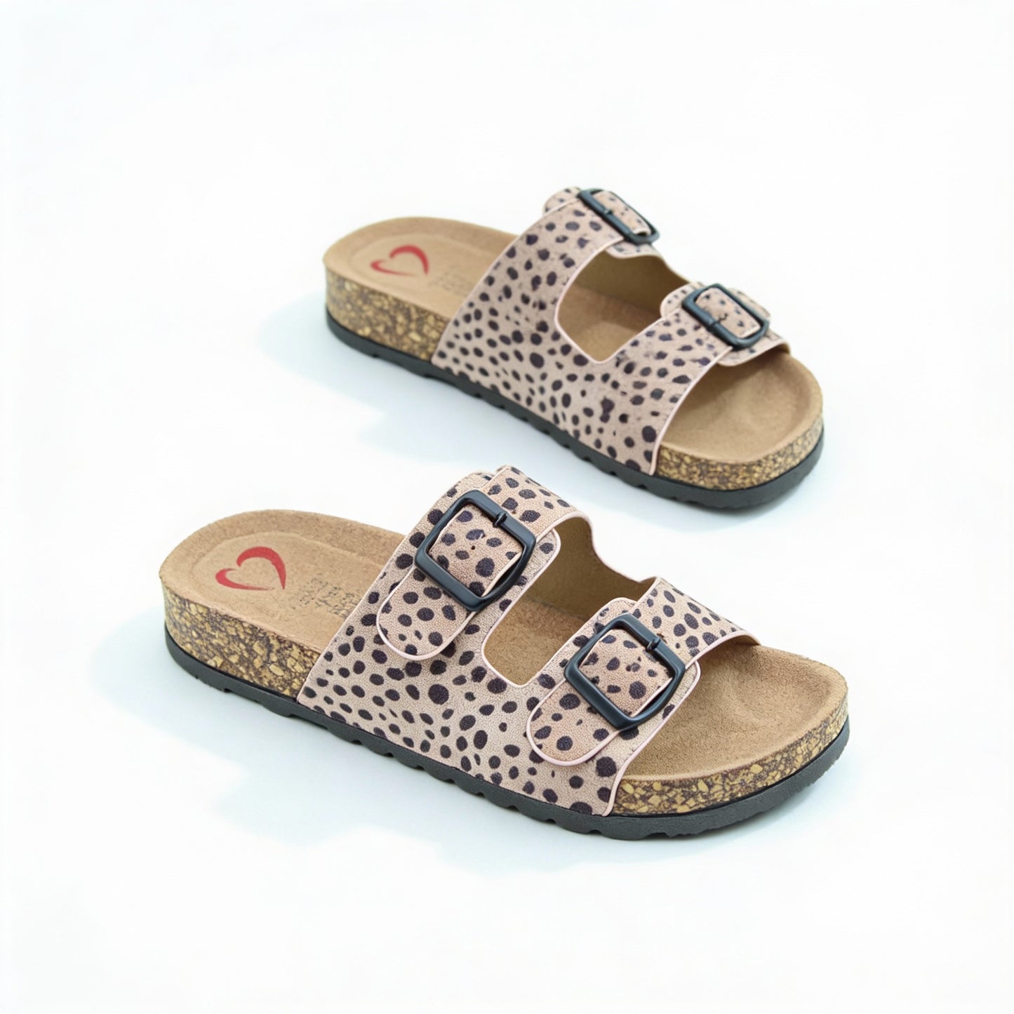 Heavenly Feet HARMONY2 PRINT CHEETAH Womens Mules Sandals Dusty Pink/Black