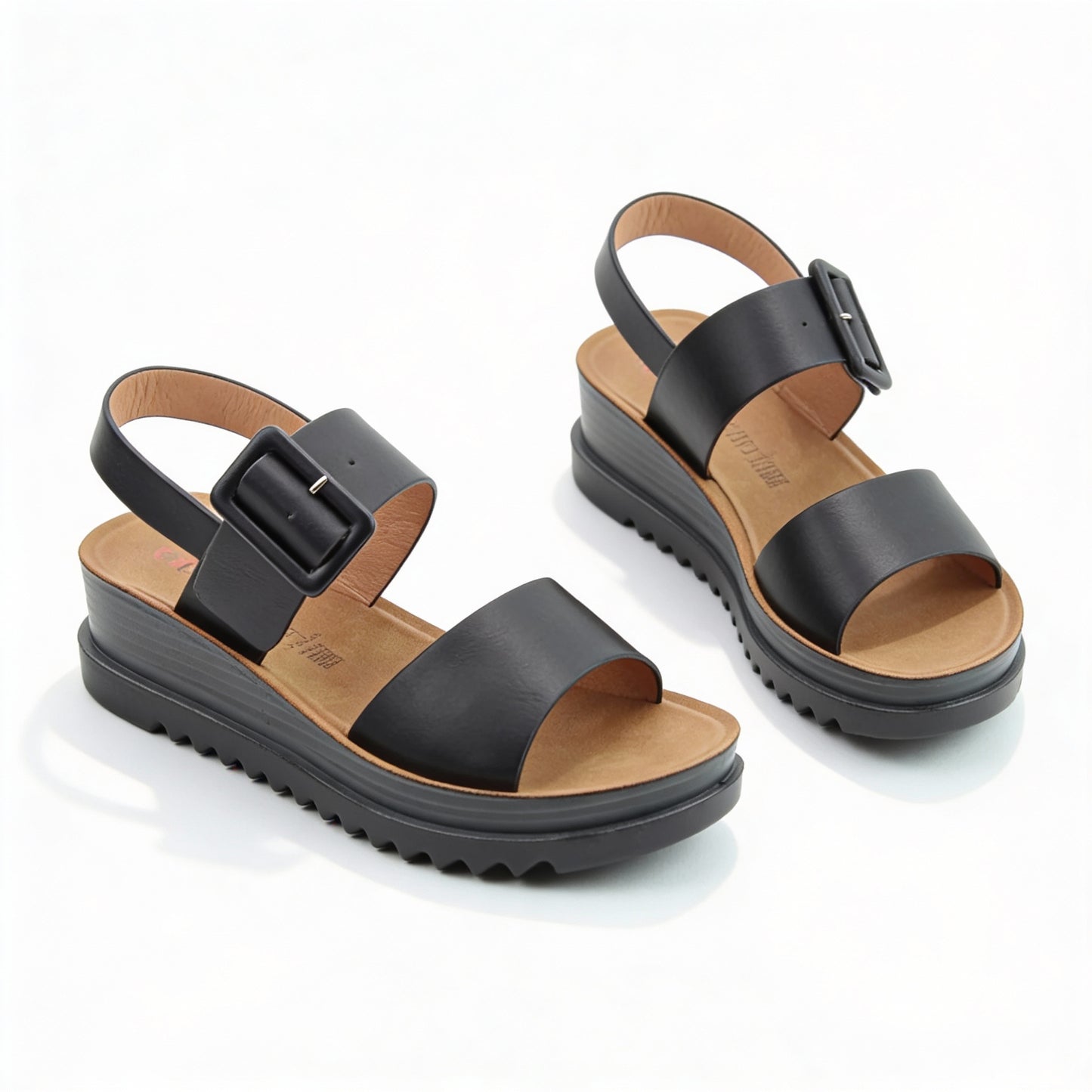 Heavenly Feet PISTACHIO Womens Ankle Strap Sandals Black
