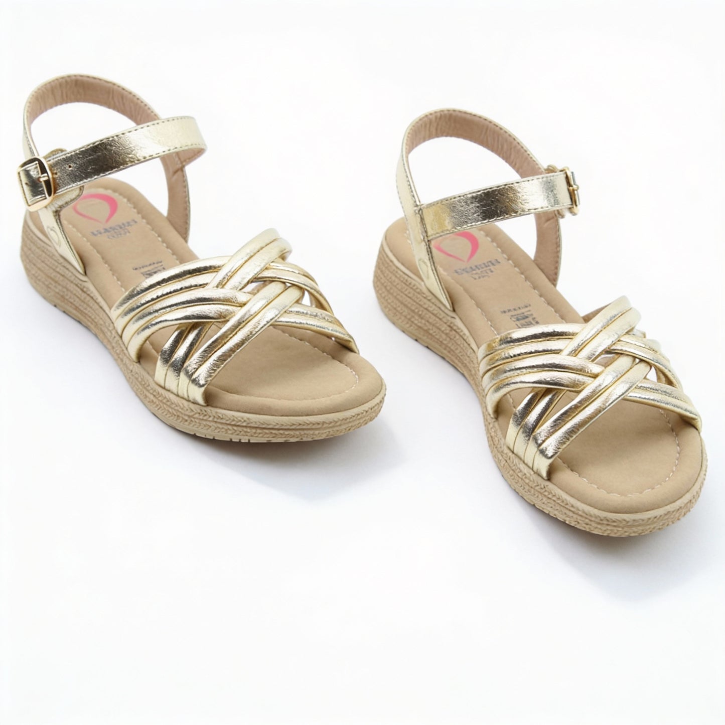 Heavenly Feet SYMPHONY Womens Ankle Strap Sandals Gold