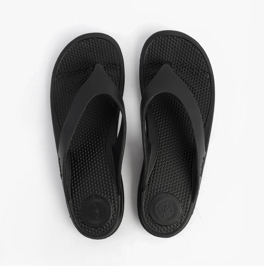 0350FBLK Womens Toe Post Sandals Black