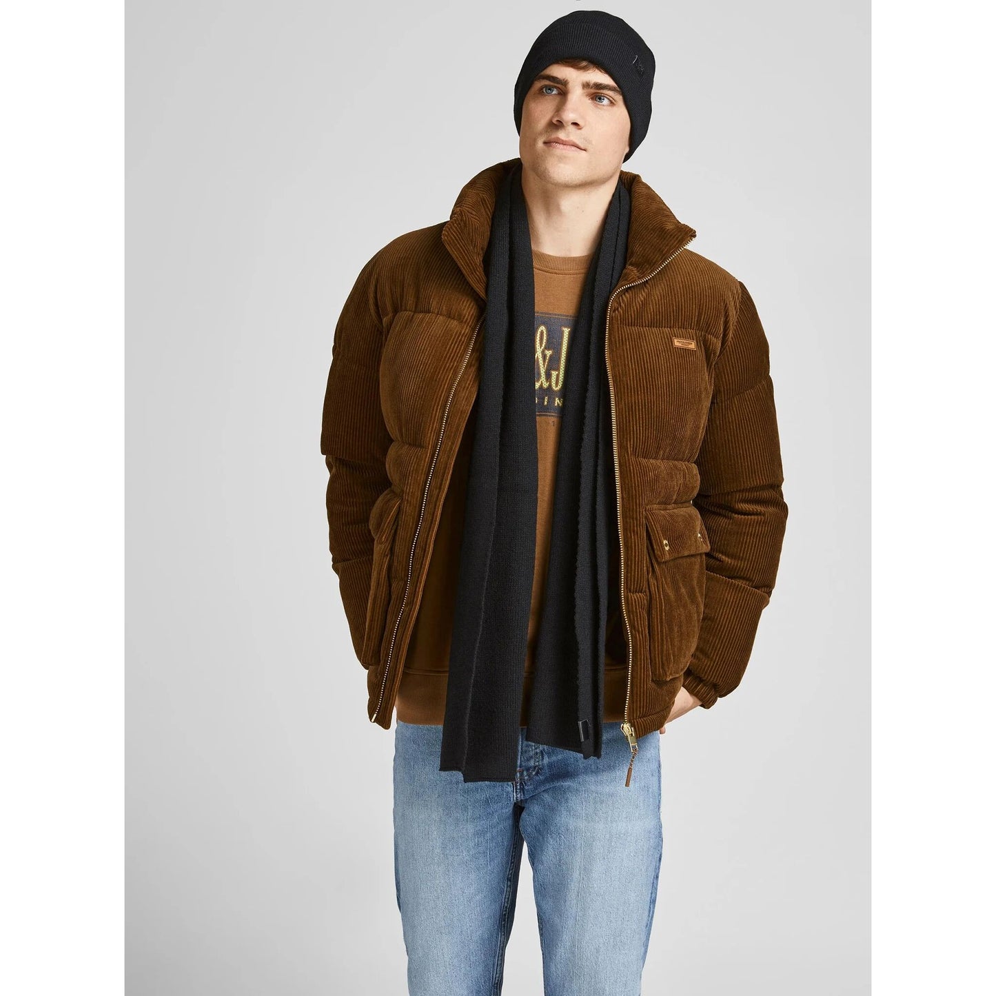 Jack & Jones JOLLY KNIT Mens Scarf & Beanie Giftset Black