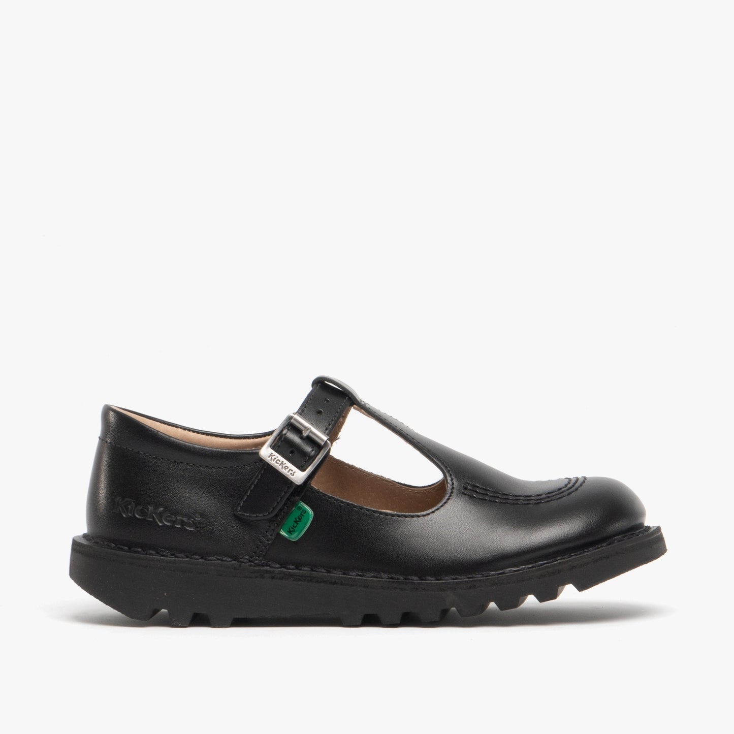 Kickers KICK Girls T-Bar Leather School Shoes Black
