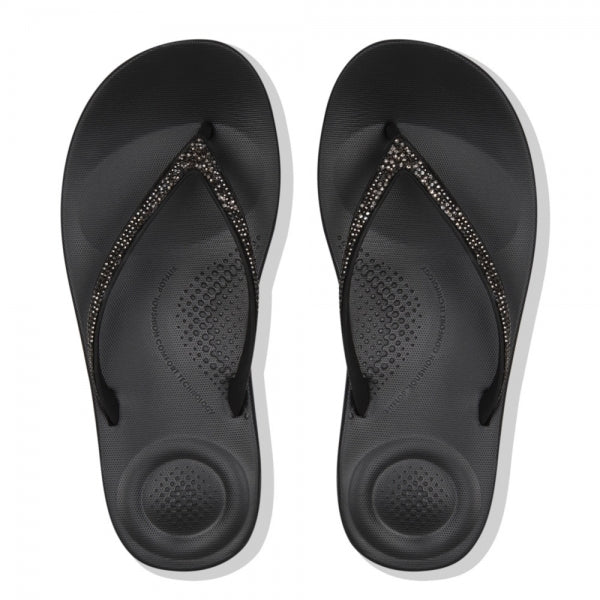 IQUSHION SPARKLE Womens Flip Flops Black