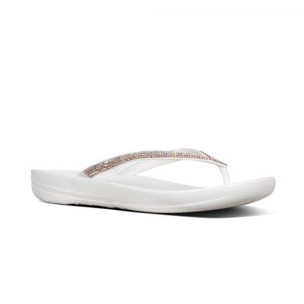 IQUSHION SPARKLE Womens Flip Flops Urban White