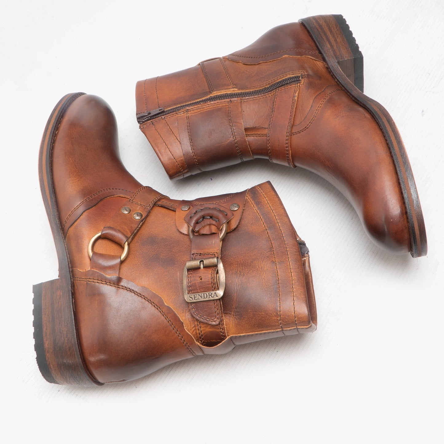 Sendra 7567 Mens Leather Biker Boots Brown