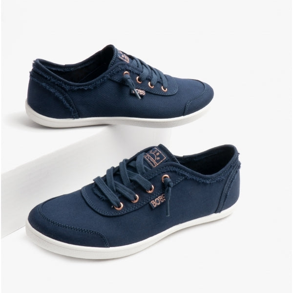 Skechers 33492/NVY BOBS B CUTE Womens Canvas Slip On Trainers Navy
