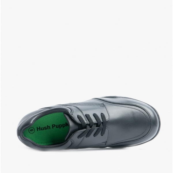 Hush Puppies HARVEY SENIOR Boys Leather School Shoes Black