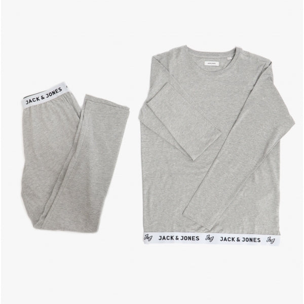 Jack & Jones RICKO Mens Cotton T-Shirt And Trousers Lounge Set Light Grey Melange
