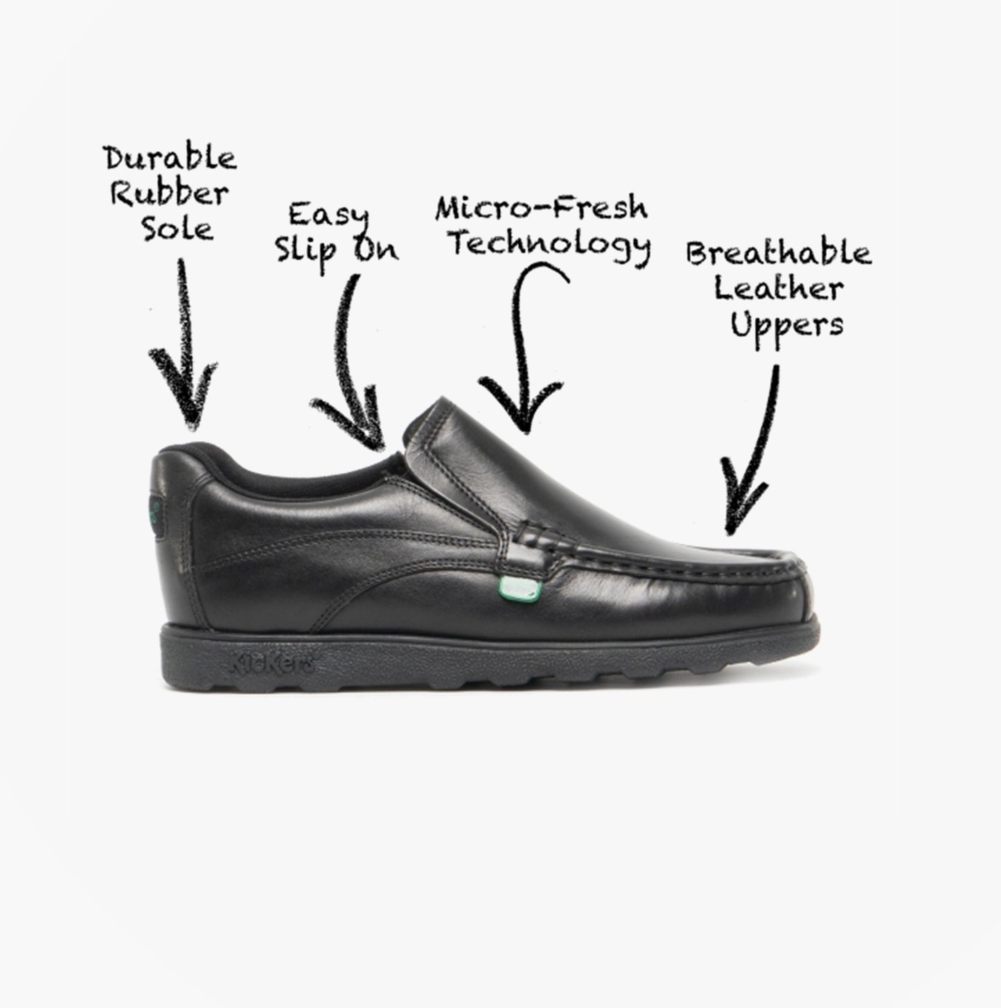 Kickers 114239 FRAGMA SLIP Boys School Shoes Black