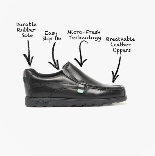 Kickers 114239 FRAGMA SLIP Boys School Shoes Black