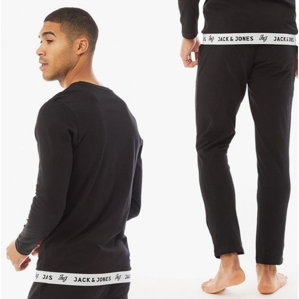 Jack & Jones RICKO Mens Cotton T-Shirt And Trousers Lounge Set Black
