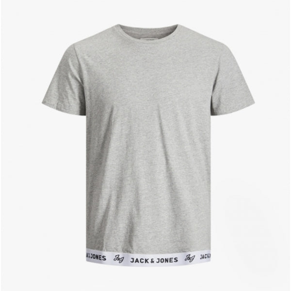 Jack & Jones RICKO Mens Cotton T-Shirt And Shorts Lounge Set Light Grey Melange