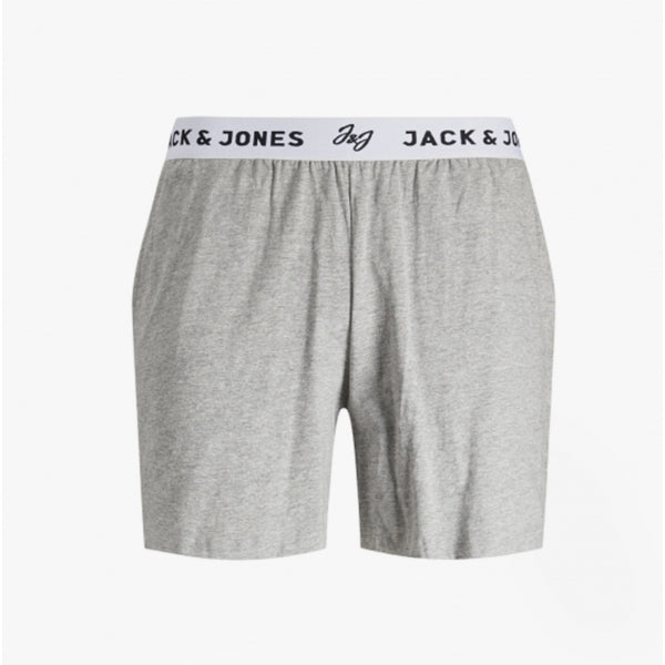 Jack & Jones RICKO Mens Cotton T-Shirt And Shorts Lounge Set Light Grey Melange