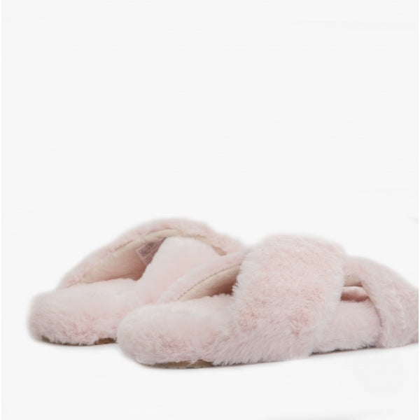 SUSIE Womens Faux Fur Mule Slippers Pink