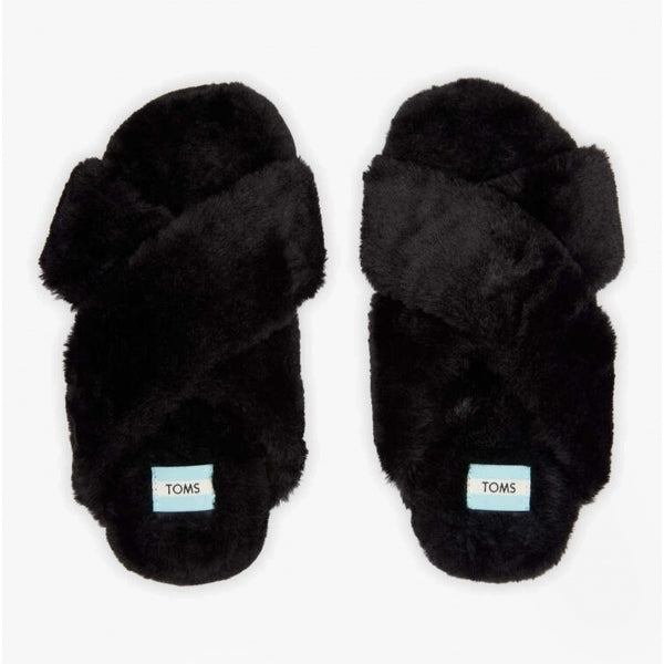 SUSIE Womens Faux Fur Mule Slippers Black