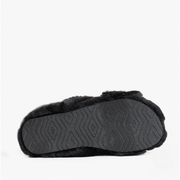 SUSIE Womens Faux Fur Mule Slippers Black