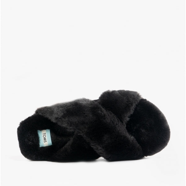 SUSIE Womens Faux Fur Mule Slippers Black