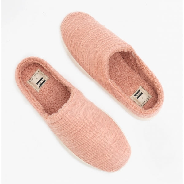 SAGE Womens Cotton Boucle Mule Slippers Pink
