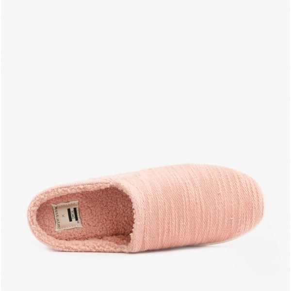 SAGE Womens Cotton Boucle Mule Slippers Pink