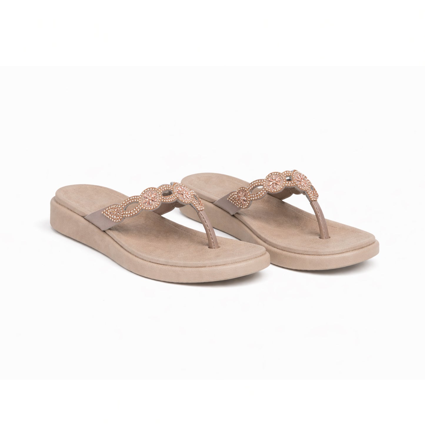 Skechers MEDITATION LUXE - DAZZLING FO Womens Toe-Post Sandals Taupe
