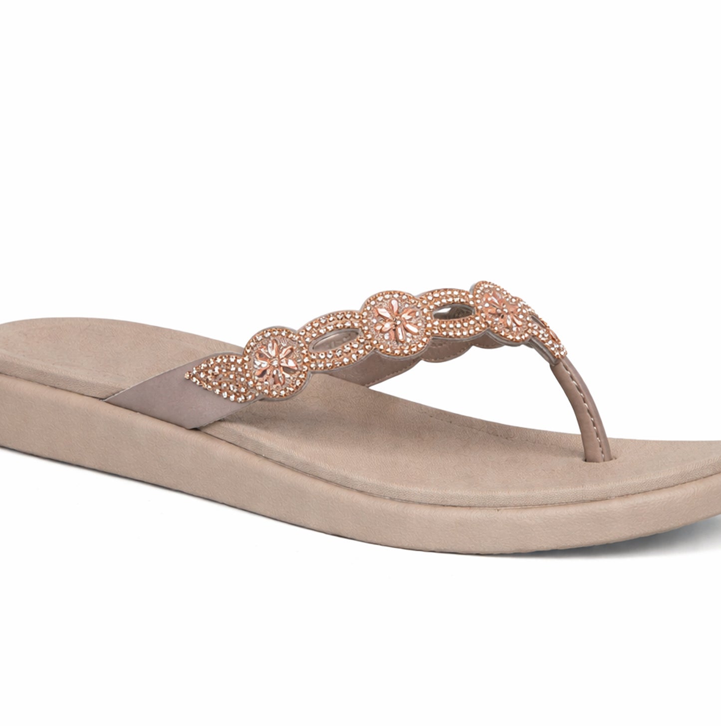 Skechers MEDITATION LUXE - DAZZLING FO Womens Toe-Post Sandals Taupe
