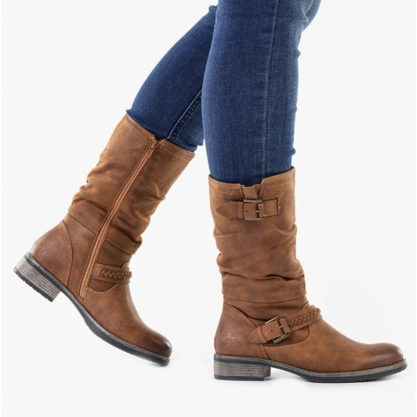 98860-22 Womens Calf Length Boots Nut Brown