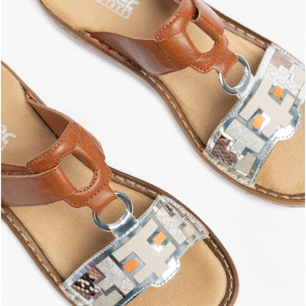 608P4-90 Womens Sandals Tan Multi