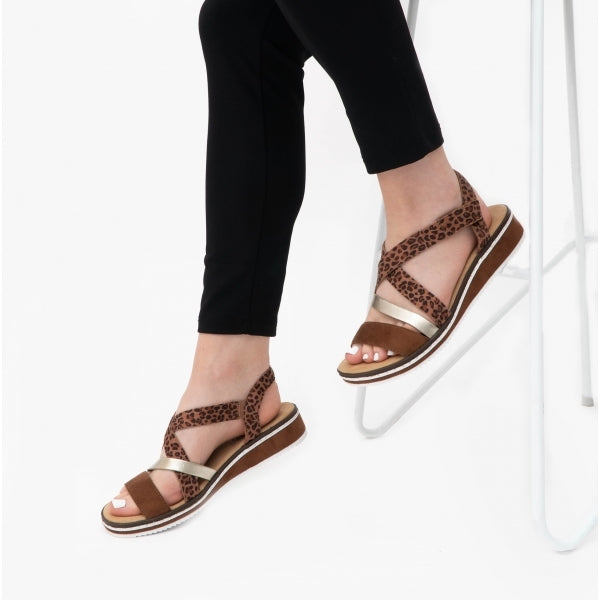 V3663-24 Womens Sandals Brown Combi