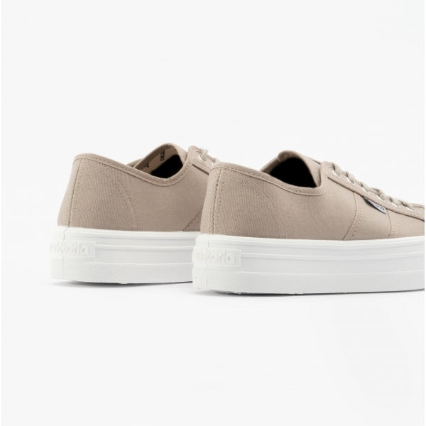 BARCELONA Womens Platform Canvas Trainers Beige