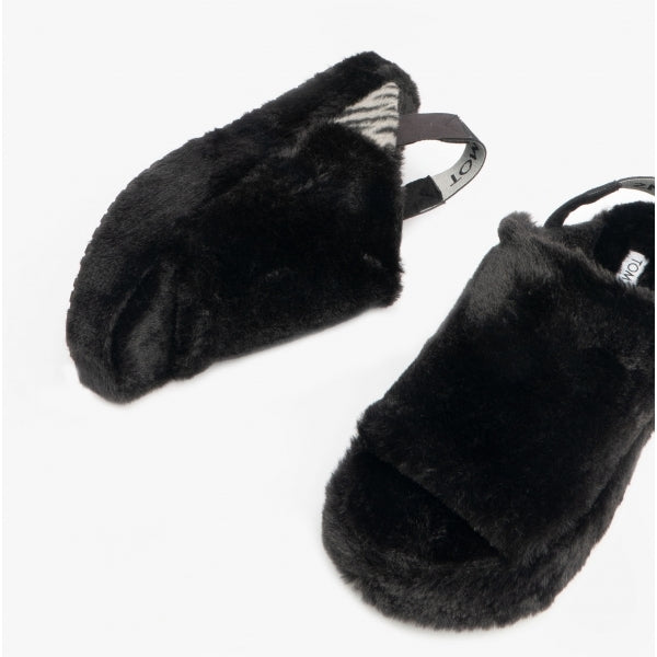 SOFIA Womens Faux Fur Slippers Black