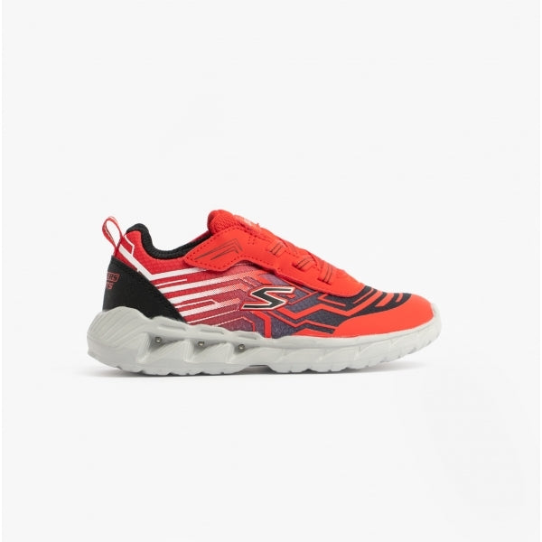 Skechers 401503N/RDBK MAGNA-LIGHTS Boys Touch Fasten Trainers Red/Black