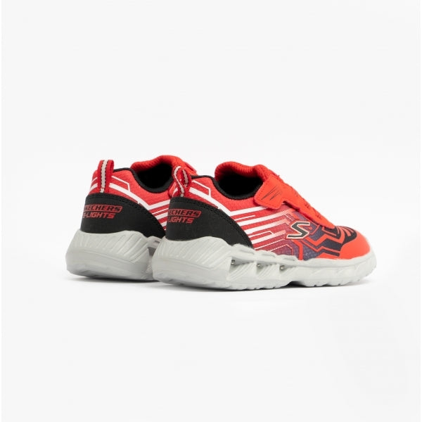Skechers 401503N/RDBK MAGNA-LIGHTS Boys Touch Fasten Trainers Red/Black