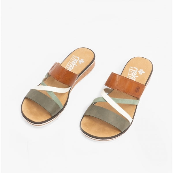 V3652-91 Womens Sandals Green/Tan/White