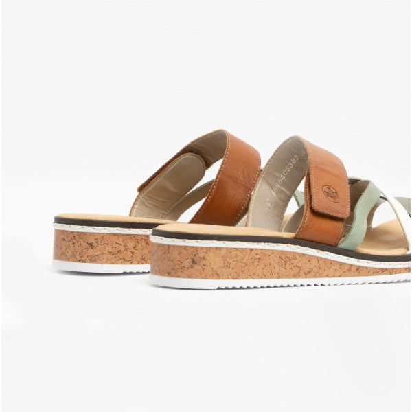V3652-91 Womens Sandals Green/Tan/White