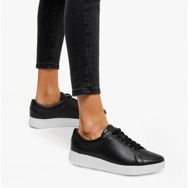 RALLY Womens Leather Trainers Black/White