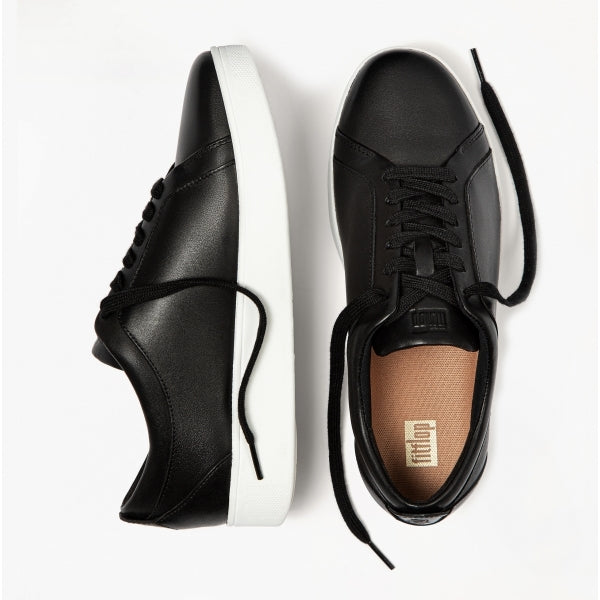 RALLY Womens Leather Trainers Black/White