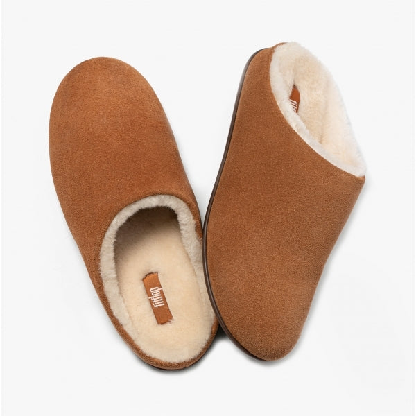 CHRISSIE SHEARLING Womens Suede Mule Slippers Tumbled Tan