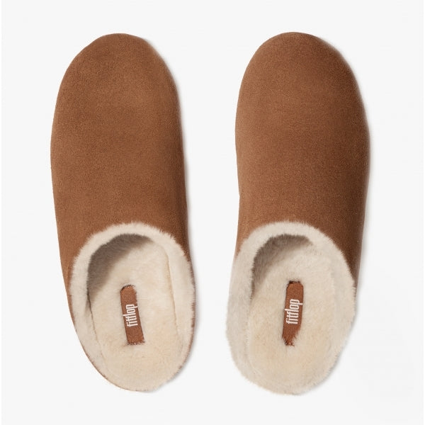 CHRISSIE SHEARLING Womens Suede Mule Slippers Tumbled Tan