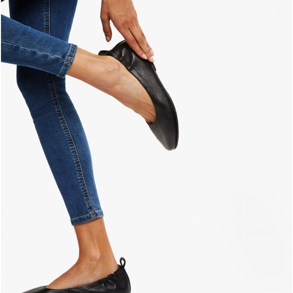ALLEGRO Womens Leather Ballerina Shoes Black