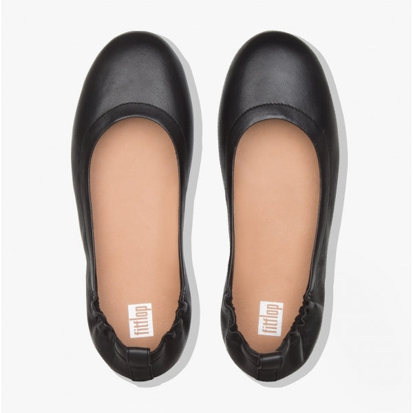 ALLEGRO Womens Leather Ballerina Shoes Black