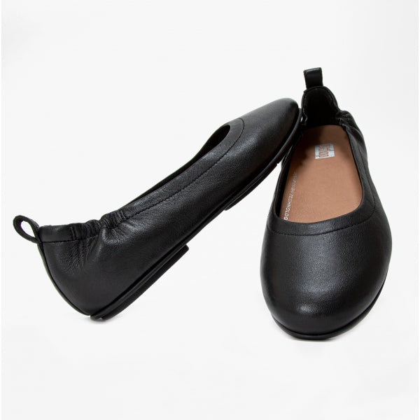 ALLEGRO Womens Leather Ballerina Shoes Black
