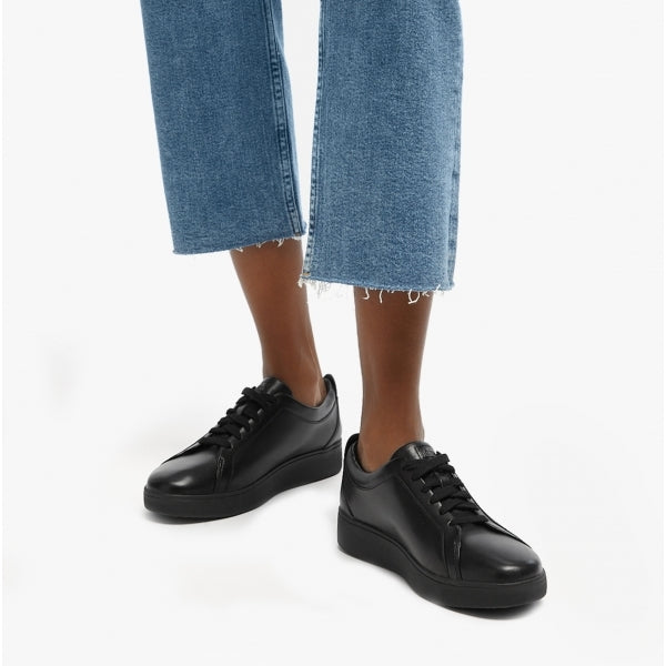 RALLY Womens Leather Trainers All Black