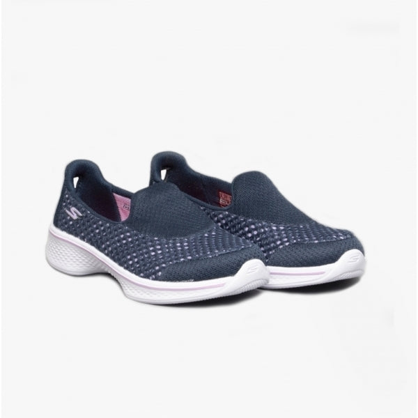 Skechers 81118/NVLV GO WALK 4 - KINDLE Girls Walking Trainers Navy/Lavender